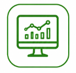 Monitor showing bar and line chart