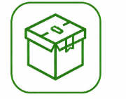 Green outlined cardboard box icon