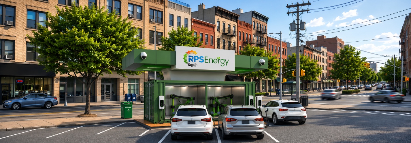 Urban electric vehicle charging station with SUVs