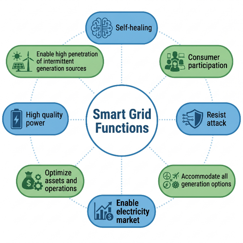 Smart grid functions infographic